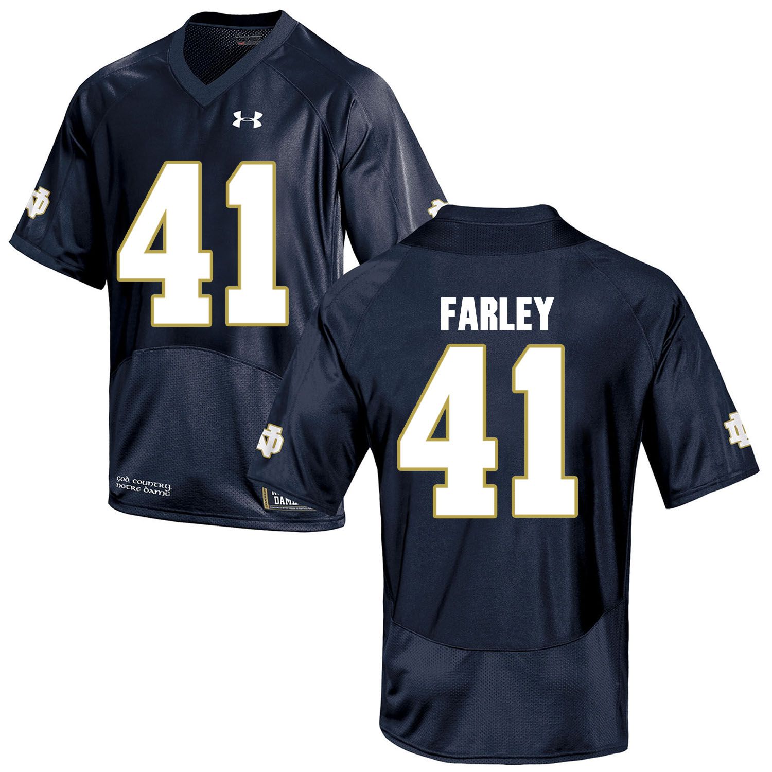 Men Norte Dame Fighting Irish #41 Farley Navy Blue Customized NCAA Jerseys